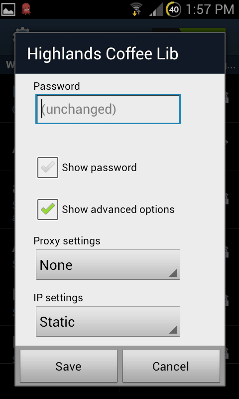 Changing DNS server settings on Android screenshot