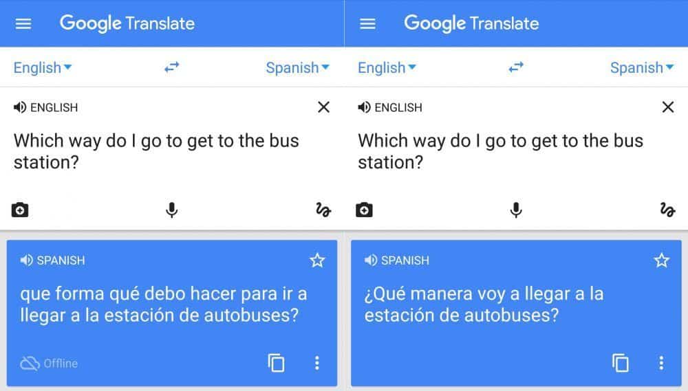 Google Translate offline vs online