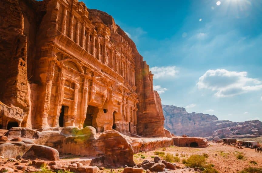 View of the outside of Petra, Jordan