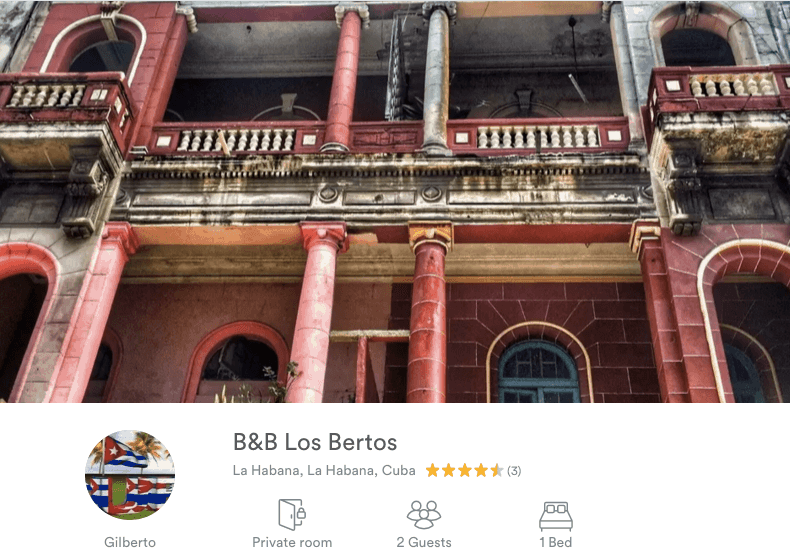 Airbnb listing, Havana
