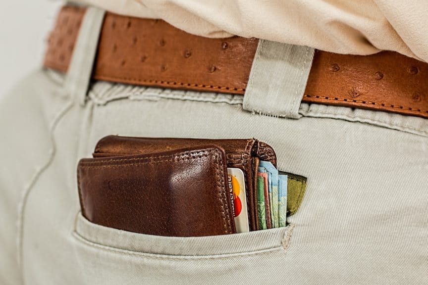 Wallet sticking out of pocket