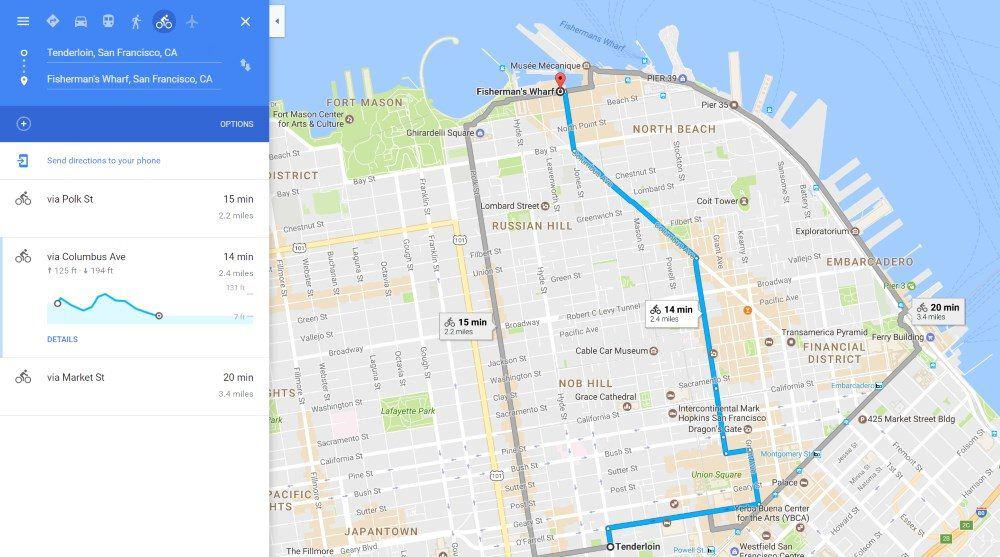 Google maps - cycling