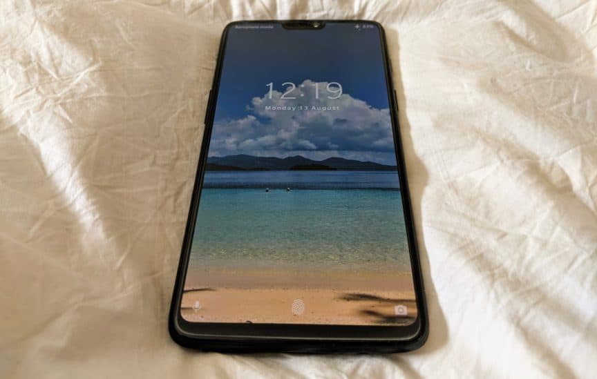 OnePlus 6 on bed