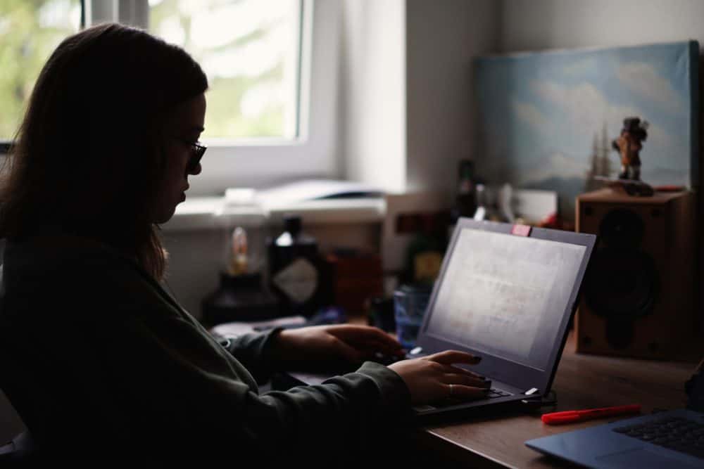 Woman using laptop