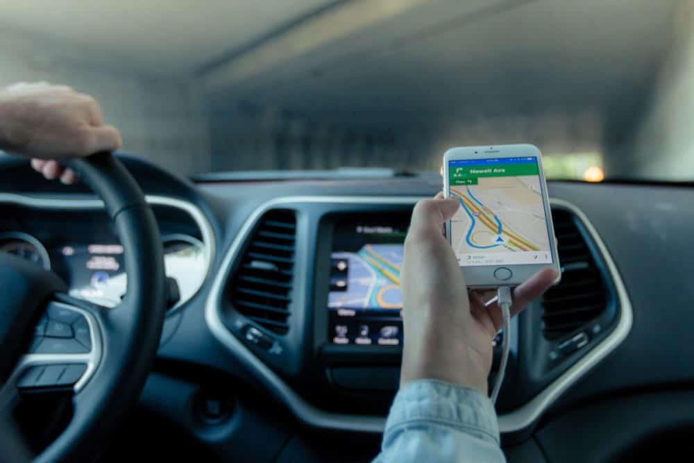 Using navigation app in a car