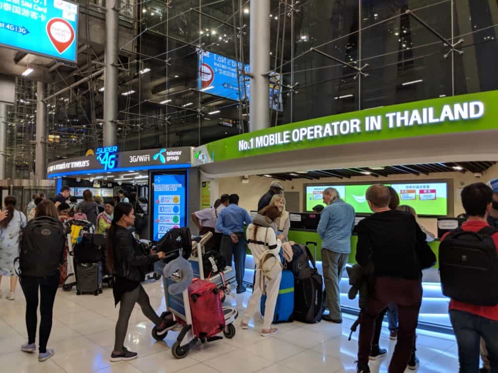 SIM card kiosks at BKK airport