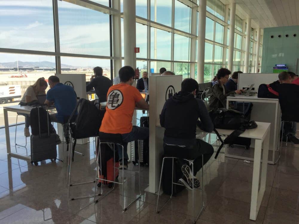 Designated working area at Barcelona airport.