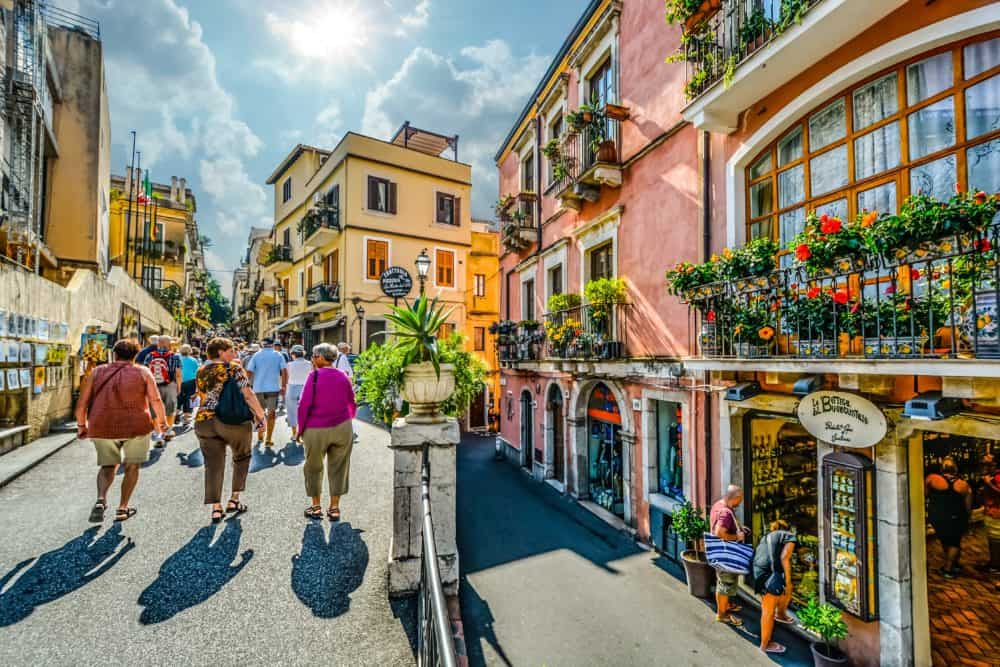 Tourists walking in city