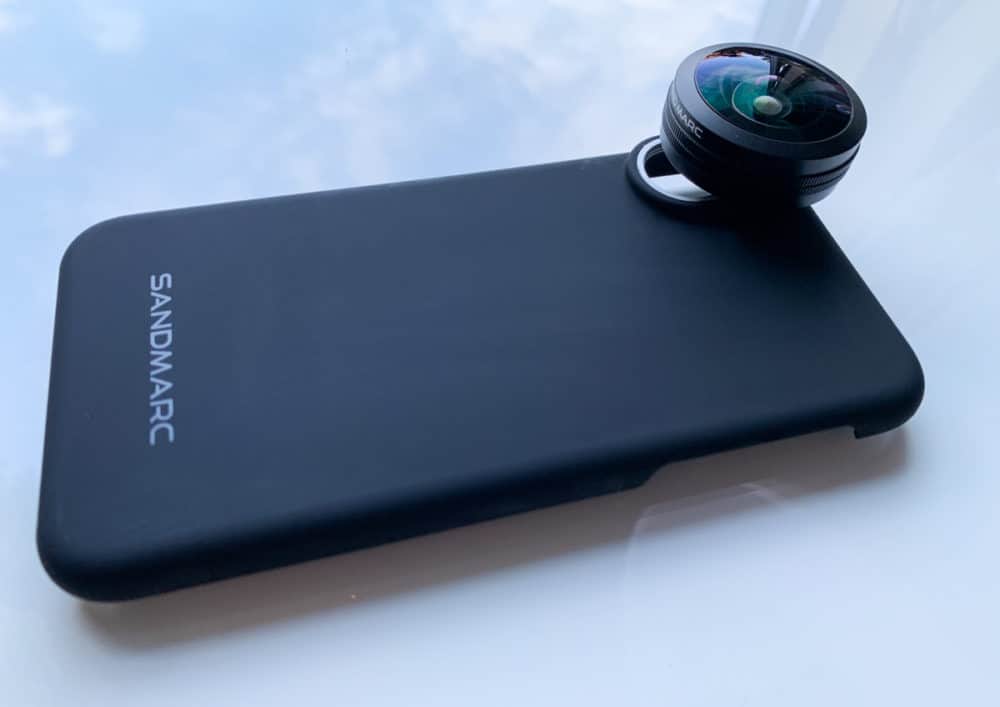 Sandmarc lens attached to phone case for iPhone XS