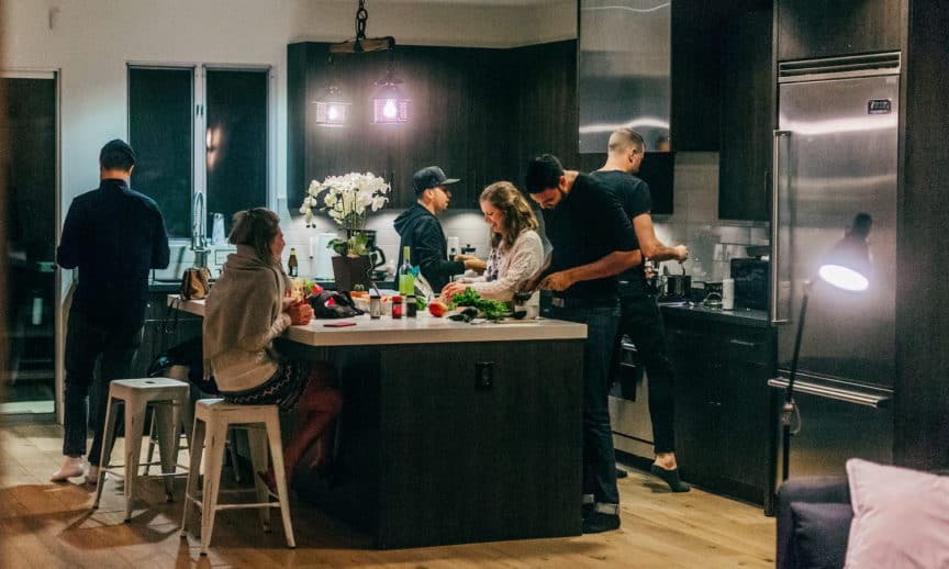 Shared kitchen in coliving space