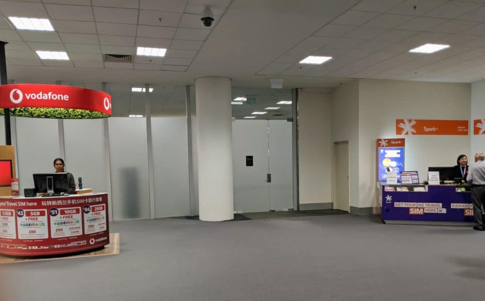 Spark and Vodafone kiosks at Christchurch airport