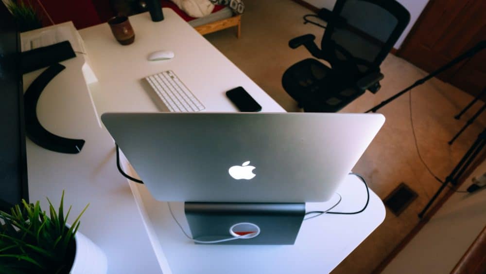 Macbook on stand