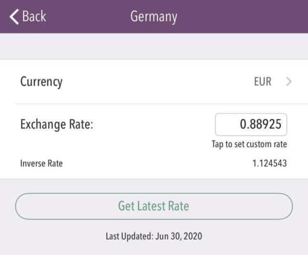 Trail Wallet, setting currency