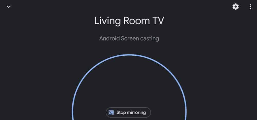 Chromecast screen in Google Home app
