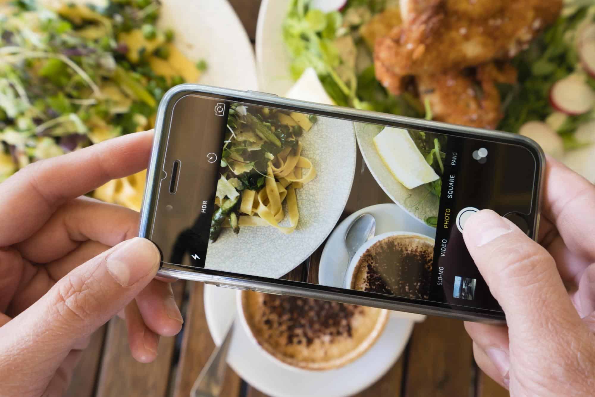 Taking photos of food with phone