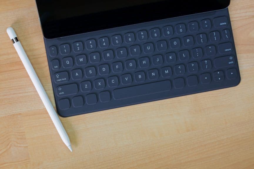 iPad, keyboard, and pencil