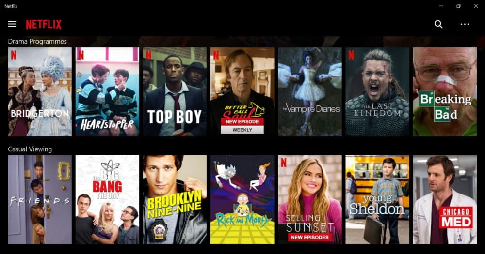 Netflix UK homepage screenshot