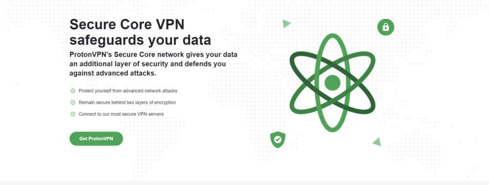 Screenshot of Secure Core information from ProtonVPN website