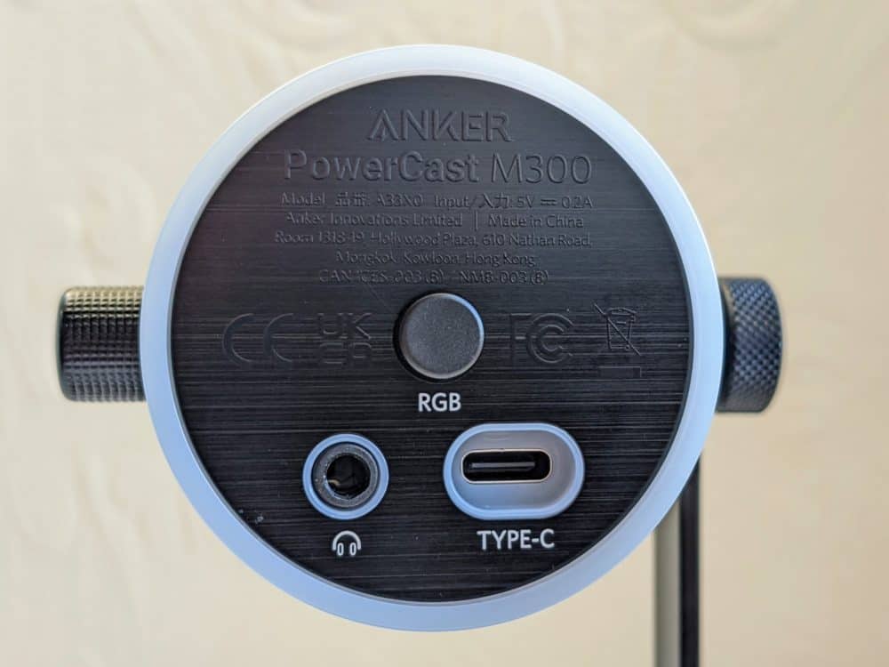 Underside of Anker PowerCast M300 USB microphone