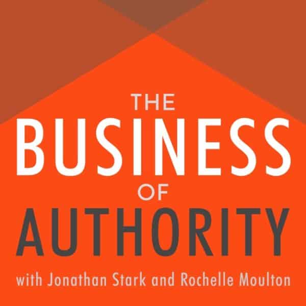 The Business of Authority podcast artwork, with text on patterned background