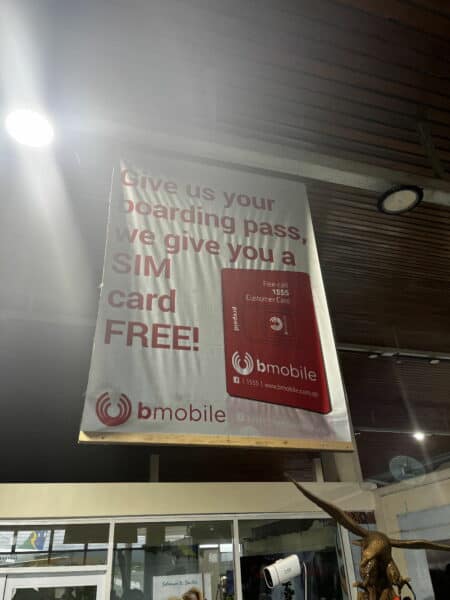 bmobile advertising banner at Henderson Airport in Solomon Islands