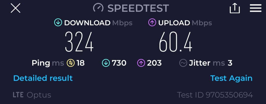 Optus LTE speeds in central Melbourne