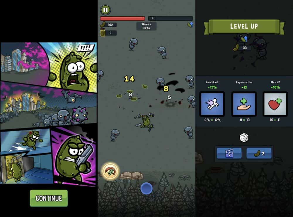 Screenshots from Pickle Pete mobile game